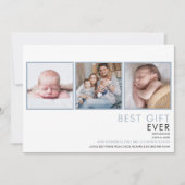 Stofblauwe Babyjongen 3 Foto Geboorte  Aankondiging (Voorkant)