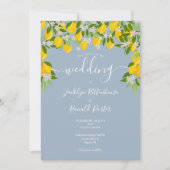 Stofblauwe Bloeiende Citroenen Trouw Kaart (Voorkant)