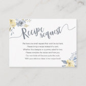 Stofblauwe bloem bruidsdouche recept verzoek informatiekaartje (Voorkant)