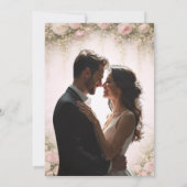 Stofblauwe Bloem Gouden Script Foto Overlay Kaart (Achterkant)