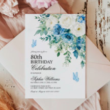 Stofblauwe Bloemen 80ste Verjaardag