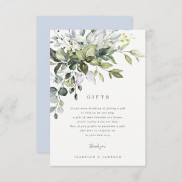 Stofblauwe bloemen cadeaubon kaart