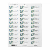 Stofblauwe Bloemen Retouradreslabels Etiket (Full Sheet)