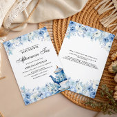 Stofblauwe Bloemige Afternoon Tea Baby Shower Kaart