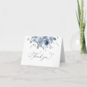 Stofblauwe bloemige bedankkaart (Voorkant)