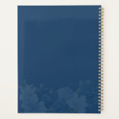 Stofblauwe bloemige botanische trouwdag planner (Achterkant)