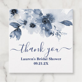 Stofblauwe bloemige bruidsfeest Favor Tags Bedankjes Labels