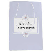 Stofblauwe bloemige bruidsmeisjesfeest middelgrote medium cadeauzakje (Voorkant)