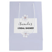 Stofblauwe bloemige bruidsmeisjesfeest middelgrote medium cadeauzakje (Achterkant)