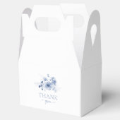 Stofblauwe bloemige "Dank je" favorbox Bedankdoosjes (Geopend)