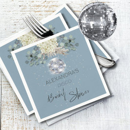 Stofblauwe bloemige discobal bruidsdouche servet