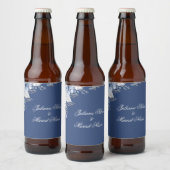 Stofblauwe bloemige trouw bierfleslabels bier etiket (Flessen)
