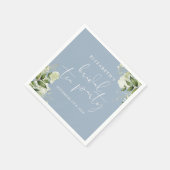 Stofblauwe bloemrijke groene script bruiloft theek servet (Hoek)