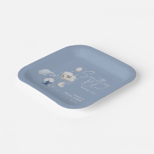 Stofblauwe Bruidsfeest Papieren Bordje (Gebogen)