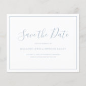 Stofblauwe Budget Bruiloft Save the Date (Voorkant)