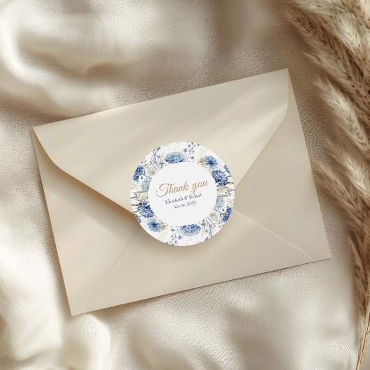 Stofblauwe Champagne Hortensia Bedankt Sticker