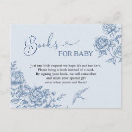 Stofblauwe Chinoiserie Baby Shower Boeken voor Bab Uitnodiging Briefkaart