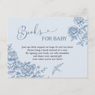 Stofblauwe Chinoiserie Baby Shower Boeken voor Bab Uitnodiging Briefkaart