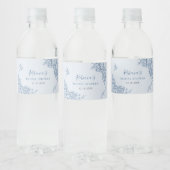 Stofblauwe Chinoiserie Baby Shower Waterlabel Waterfles Etiket (Flessen)