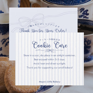 Stofblauwe Coquette Koekje Verzorgingsinstructies Bedankkaart