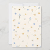Stofblauwe en gele wilde bloementuin bruiloft kaart (Achterkant)