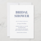 Stofblauwe en witte bruidsdouche save the date (Voorkant)