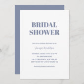 Stofblauwe en witte bruidsdouche save the date (Voorkant / Achterkant)