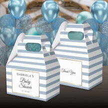 Stofblauwe en witte streep Gouden babyborrelcadeau