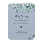 Stofblauwe Eucalyptus Groene BABY SHOWER Uitnodigi Magneet (Verticaal)