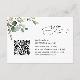 Stofblauwe Eucalyptus Groenery Huwelijks RSVP Kaar Kaart