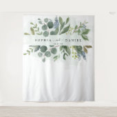 Stofblauwe Eucalyptus Huwelijksfotoprop Backdrop Wandkleed (Voorkant)