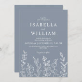 Stofblauwe Eucalyptusbladeren Bruiloft  Kaart (Voorkant / Achterkant)