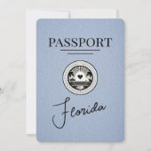 Stofblauwe Florida Paspoort Save The Date (Voorkant)