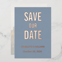 Stofblauwe foto-overlay Save The Date Goud
