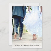 Stofblauwe foto trouwreceptie uitnodiging (Achterkant)