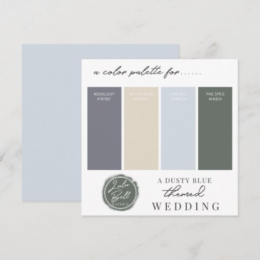 Stofblauwe gele en groene kleurpaletkaart kaart (Voorkant / Achterkant)