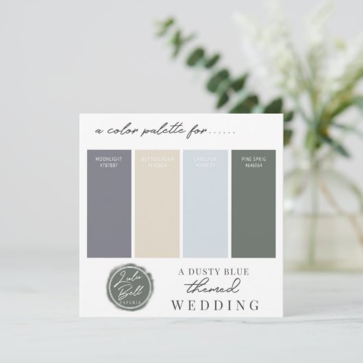 Stofblauwe gele en groene kleurpaletkaart kaart (Staand voorkant)