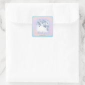 Stofblauwe glitters perzik mint dank je sweet 16 vierkante sticker (Tas)