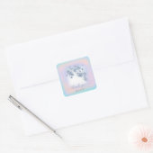 Stofblauwe glitters perzik mint dank je sweet 16 vierkante sticker (Envelop)