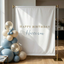 Stofblauwe Gouden Minimalistische Verjaardagsfeest