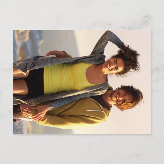 Stofblauwe groene bladeren trouwfoto uitnodiging briefkaart (Achterkant)