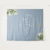 Stofblauwe Groene Doop Foto Achtergrond Wandkleed (Voorkant (horizontaal))