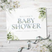 Stofblauwe groene letter baby shower gastenboek
