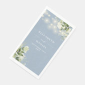 Stofblauwe groene slingerlichten bruiloft servet (Hoek)