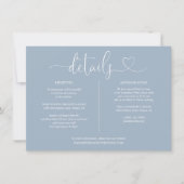Stofblauwe Hart Script Details Informatiekaart Kaart (Voorkant)