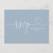 Stofblauwe Hart Script Liedverzoek RSVP Kaart (Voorkant)