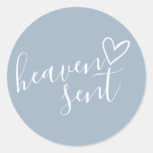 Stofblauwe Hemelgezonden Baby Shower Ronde Sticker (Voorkant)