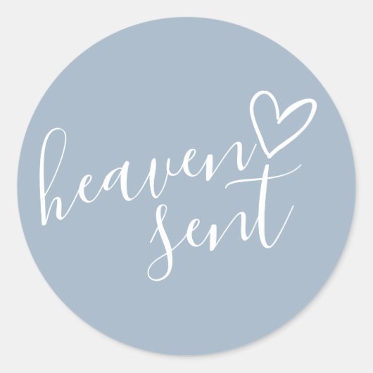 Stofblauwe Hemelgezonden Baby Shower Ronde Sticker (Voorkant)