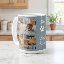 Stofblauwe Hond Moeder Pootafdruk Acht Foto's Aang Koffiemok