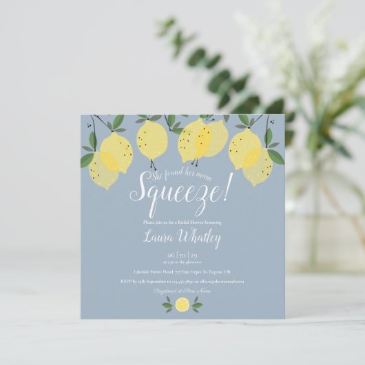 Stofblauwe Hoofdklem Citroen Trouwfeest Kaart (Staand voorkant)